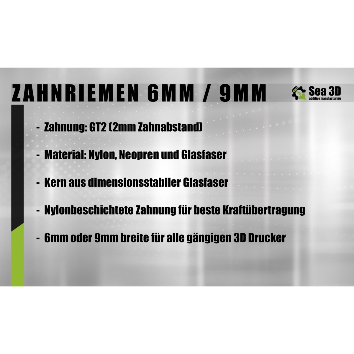 Produktbild von 5m GT2 Zahnriemen 9mm Breite – Glasfaserverstärkt, Mit Anti-Rutsch-Beschichtung, Für CNC & 3D-Drucker