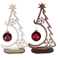 2 Stück Tannenbaum aus Holz Adventsdeko mit gravierter Christbaumkugel Weihnachtsdeko